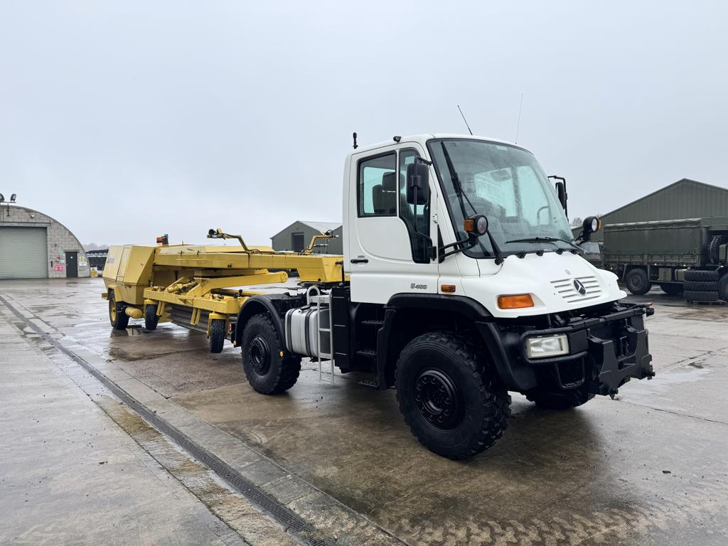 Mercedes Unimog U400 with Danline Runway Sweeper - ex military vehicles for sale, mod surplus